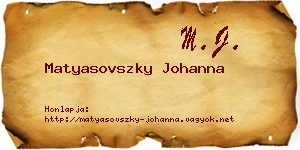 Matyasovszky Johanna névjegykártya